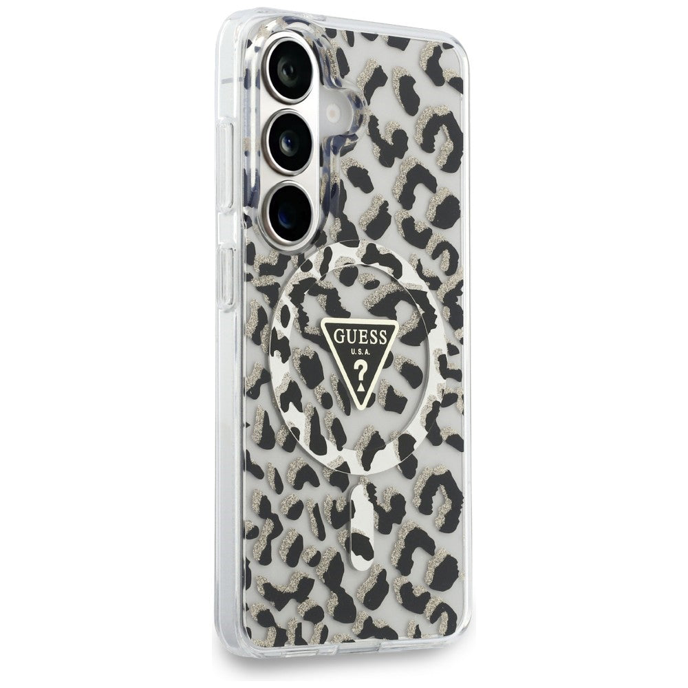 Husa MagSafe pentru Samsung Galaxy S26 S942, Guess, IML Leopard Pattern, Neagra