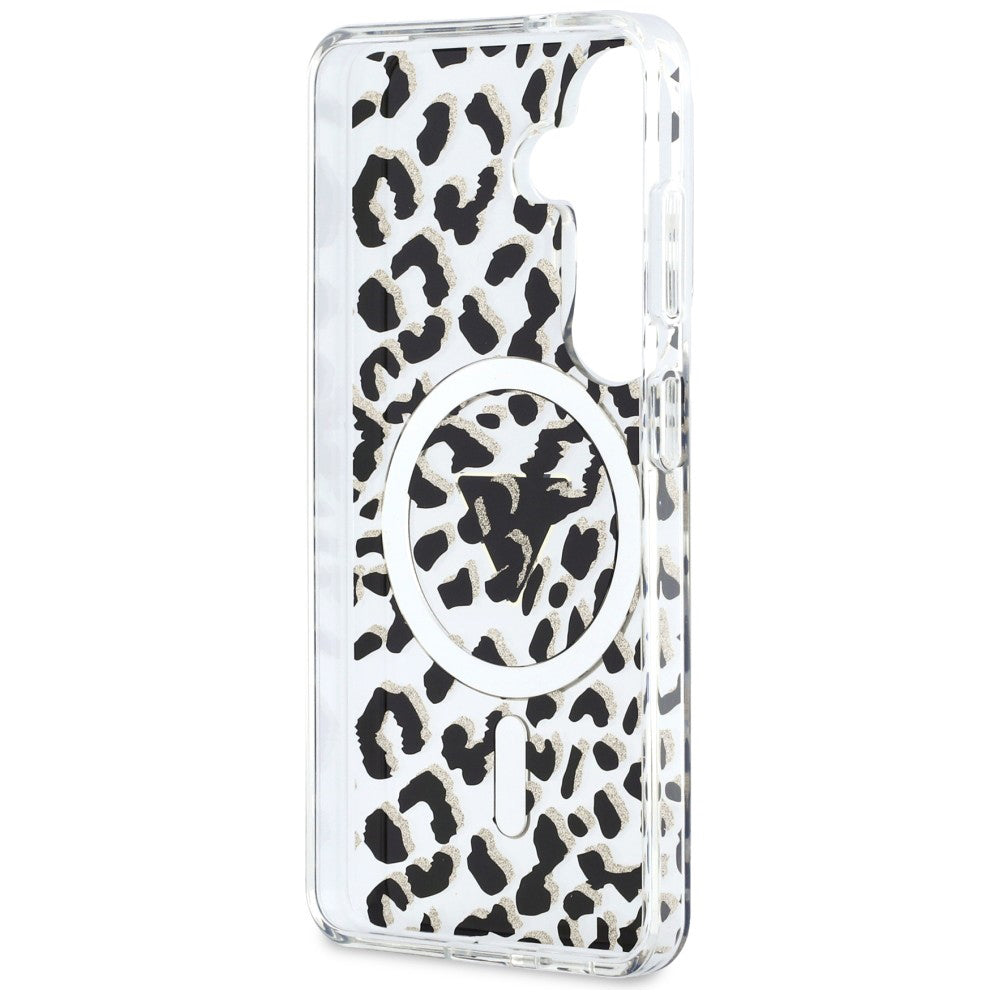 Husa MagSafe pentru Samsung Galaxy S26 S942, Guess, IML Leopard Pattern, Neagra