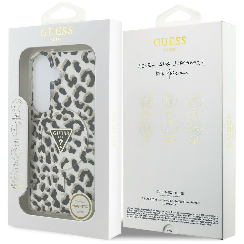 Husa MagSafe pentru Samsung Galaxy S26 S942, Guess, IML Leopard Pattern, Neagra