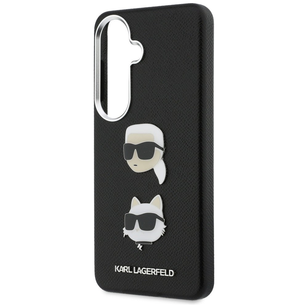 Husa pentru Samsung Galaxy S26 S942, Karl Lagerfeld, Saffiano Karl & Choupette's Head Pin, Neagra