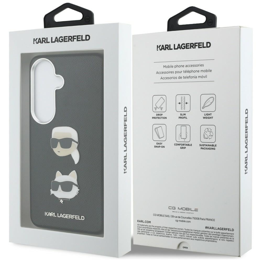 Husa pentru Samsung Galaxy S26 S942, Karl Lagerfeld, Saffiano Karl & Choupette's Head Pin, Neagra