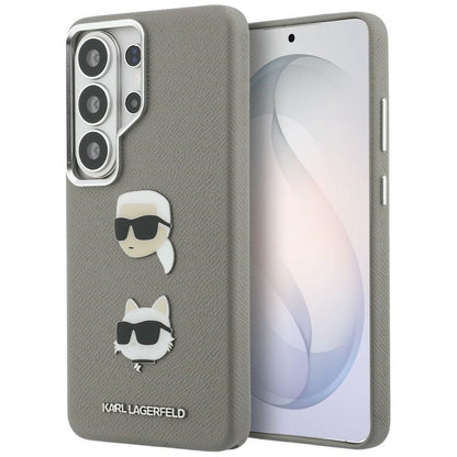 Husa pentru Samsung Galaxy S26 Ultra S948, Karl Lagerfeld, Saffiano Karl & Choupette's Head Pin, Gri