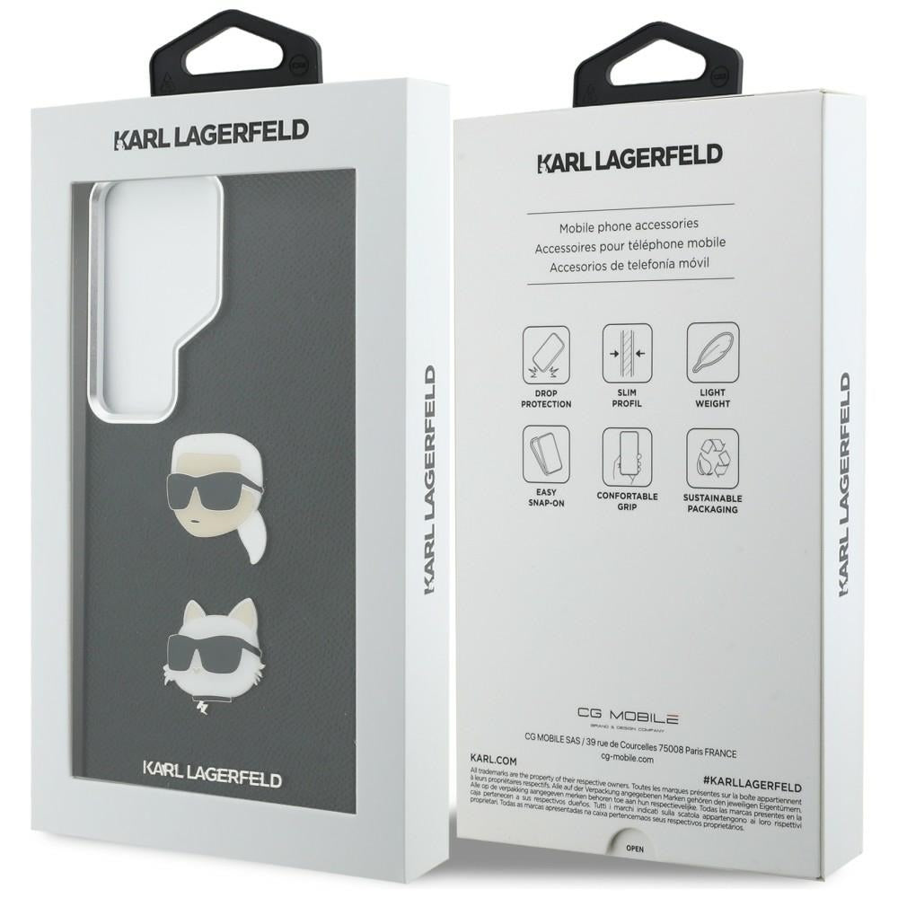 Husa pentru Samsung Galaxy S26 Ultra S948, Karl Lagerfeld, Saffiano Karl & Choupette's Head Pin, Neagra