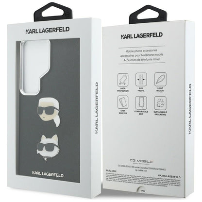 Husa pentru Samsung Galaxy S26 Ultra S948, Karl Lagerfeld, Saffiano Karl & Choupette's Head Pin, Neagra