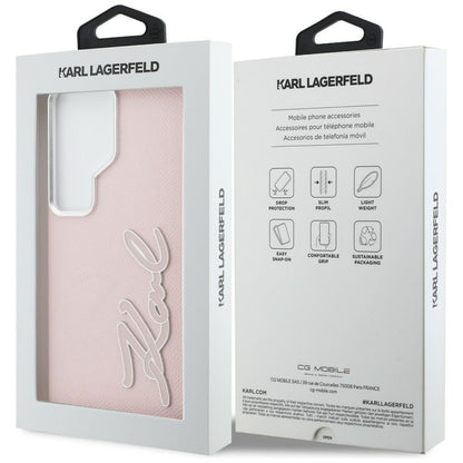 Husa pentru Samsung Galaxy S26 Ultra S948, Karl Lagerfeld, Signature Resin Logo, Roz