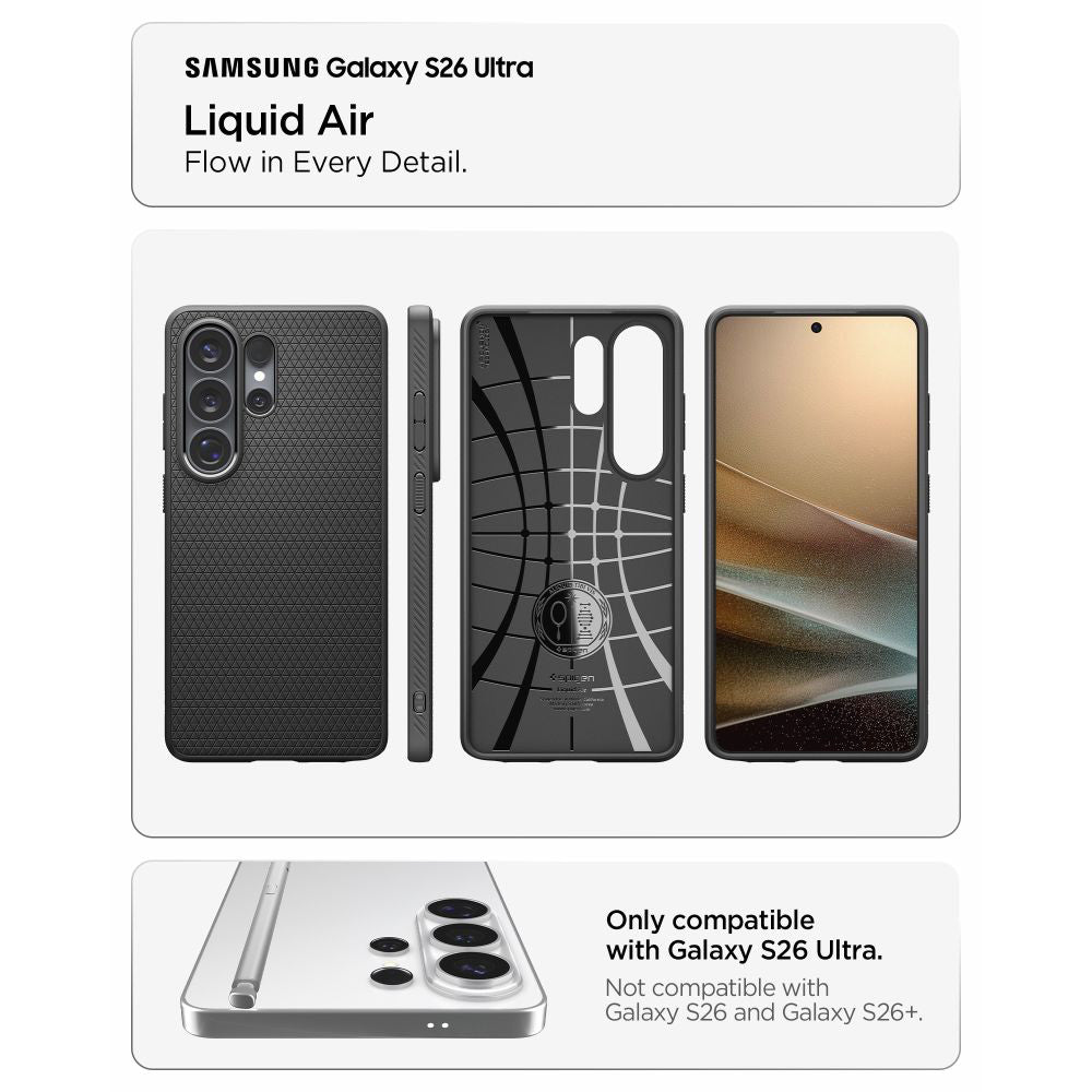 Husa pentru Samsung Galaxy S26 Ultra S948, Spigen, Liquid Air, Neagra Mata ACS10670