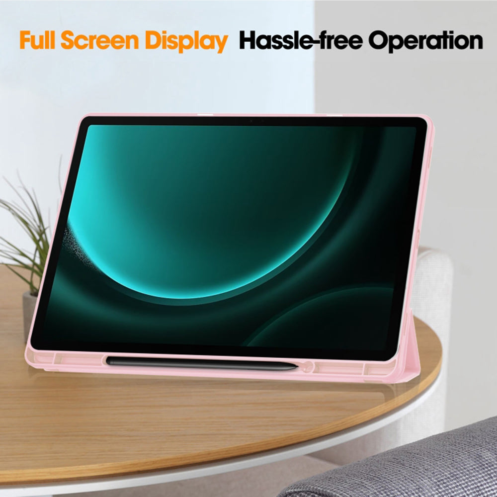 Husa pentru Samsung Galaxy Tab S10+ / Tab S9 FE+ / Tab S9+, Techsuit, Flex Trifold, Roz