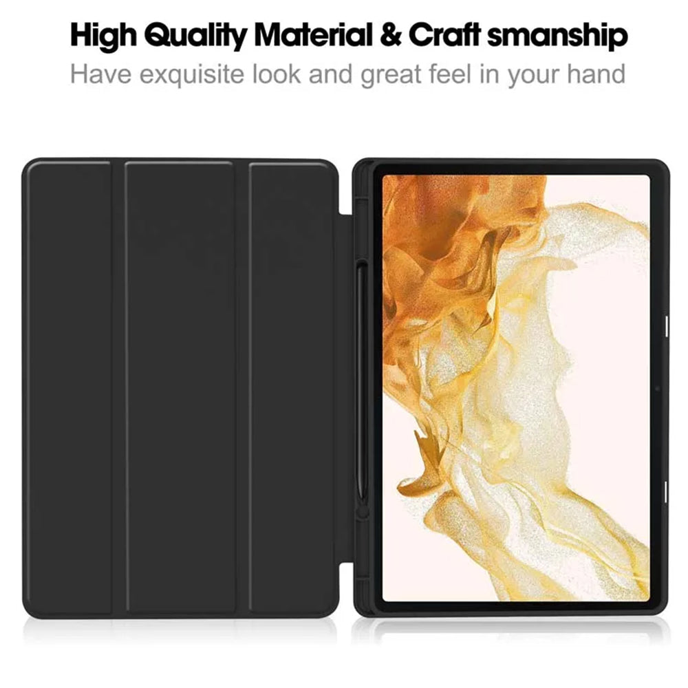 Husa pentru Samsung Galaxy Tab S8+ / Tab S7+, Techsuit, Flex Trifold, Neagra