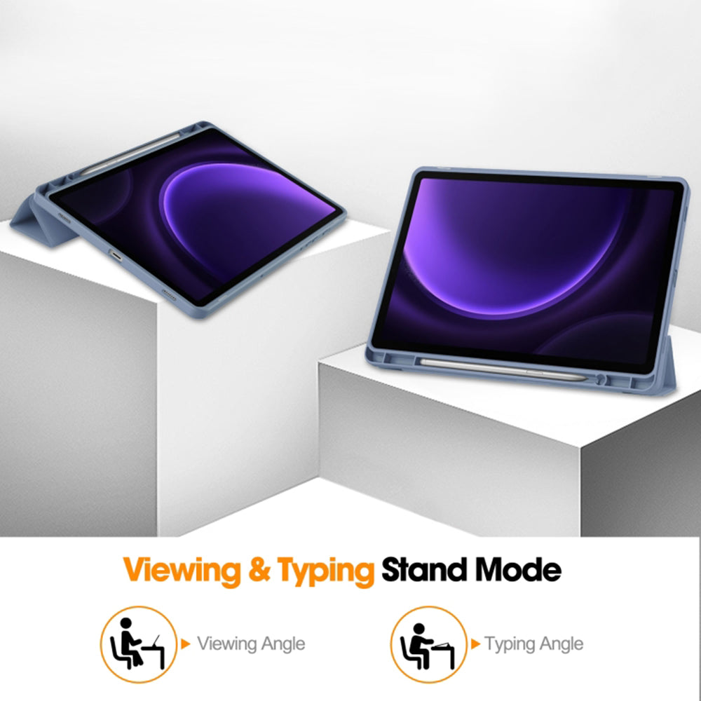 Husa pentru Samsung Galaxy Tab S9 FE / Tab S9 / Tab S10 FE, Techsuit, Flex Trifold, Mov