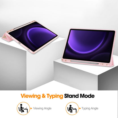Husa pentru Samsung Galaxy Tab S9 FE / Tab S9 / Tab S10 FE, Techsuit, Flex Trifold, Roz