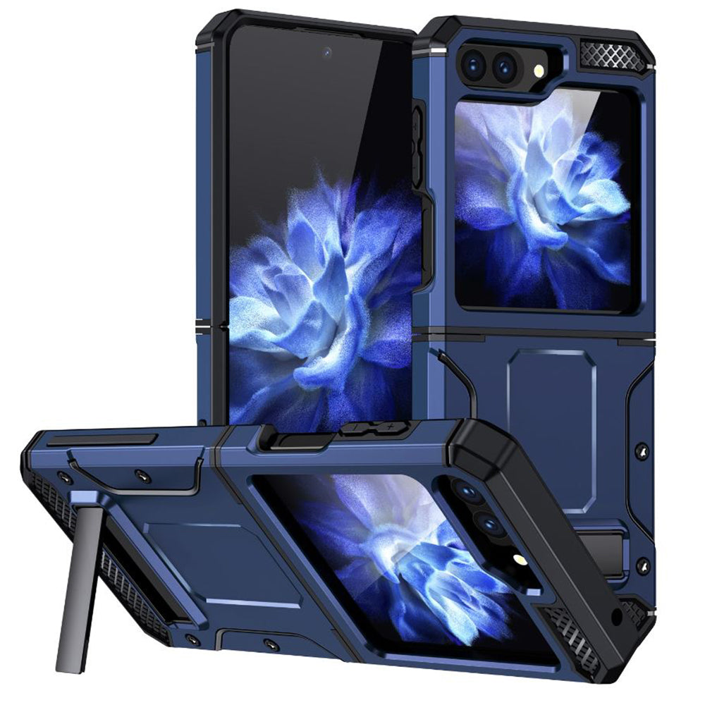 Husa pentru Samsung Galaxy Z Flip5 F731, Techsuit, Hybrid Armor Kickstand, Albastra