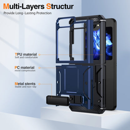 Husa pentru Samsung Galaxy Z Flip5 F731, Techsuit, Hybrid Armor Kickstand, Albastra