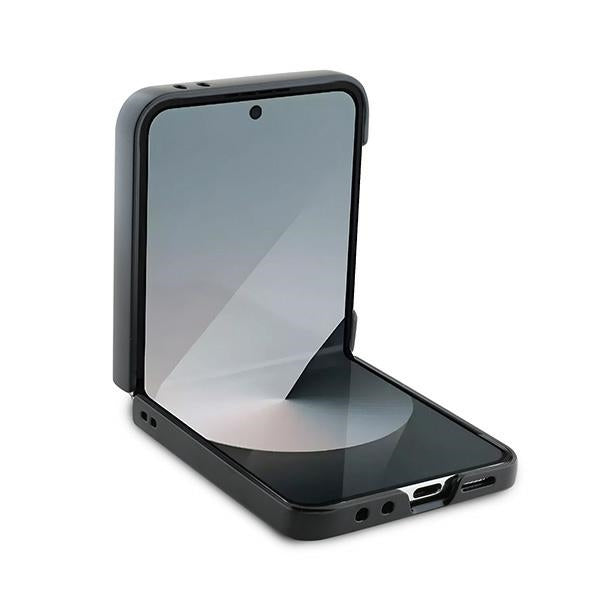 Husa pentru Samsung Galaxy Z Flip7 FE F761 / Z Flip6 F741, Karl Lagerfeld, Saffiano Karl & Choupette Metal, Neagra