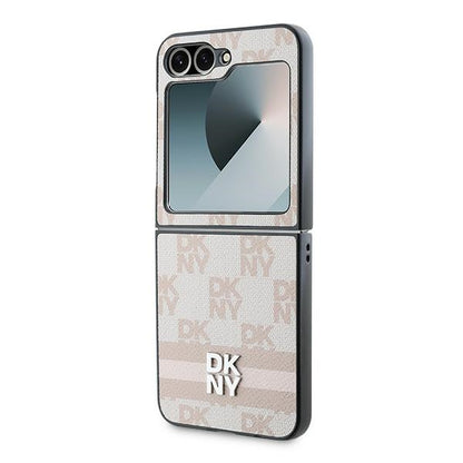 Husa pentru Samsung Galaxy Z Flip7 FE F761 / Z Flip6 F741, DKNY, Chequered Pattern Printed Stripes, Roz