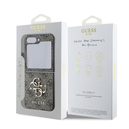 Husa pentru Samsung Galaxy Z Flip7 FE F761 / Z Flip6 F741, Guess, 4G Metal Logo, Maro