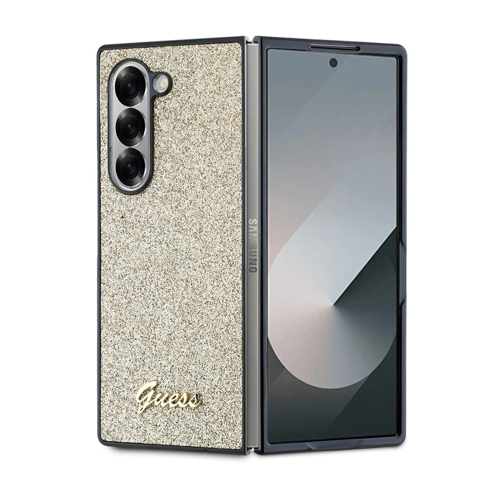 Husa pentru Samsung Galaxy Z Fold6 F956, Guess, Glitter Script, Aurie