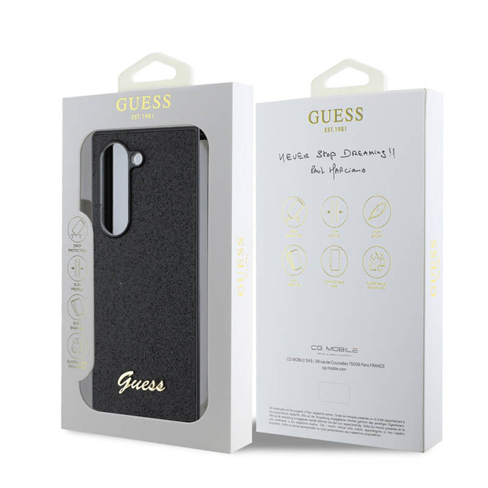 Husa pentru Samsung Galaxy Z Fold6 F956, Guess, Glitter Script, Neagra
