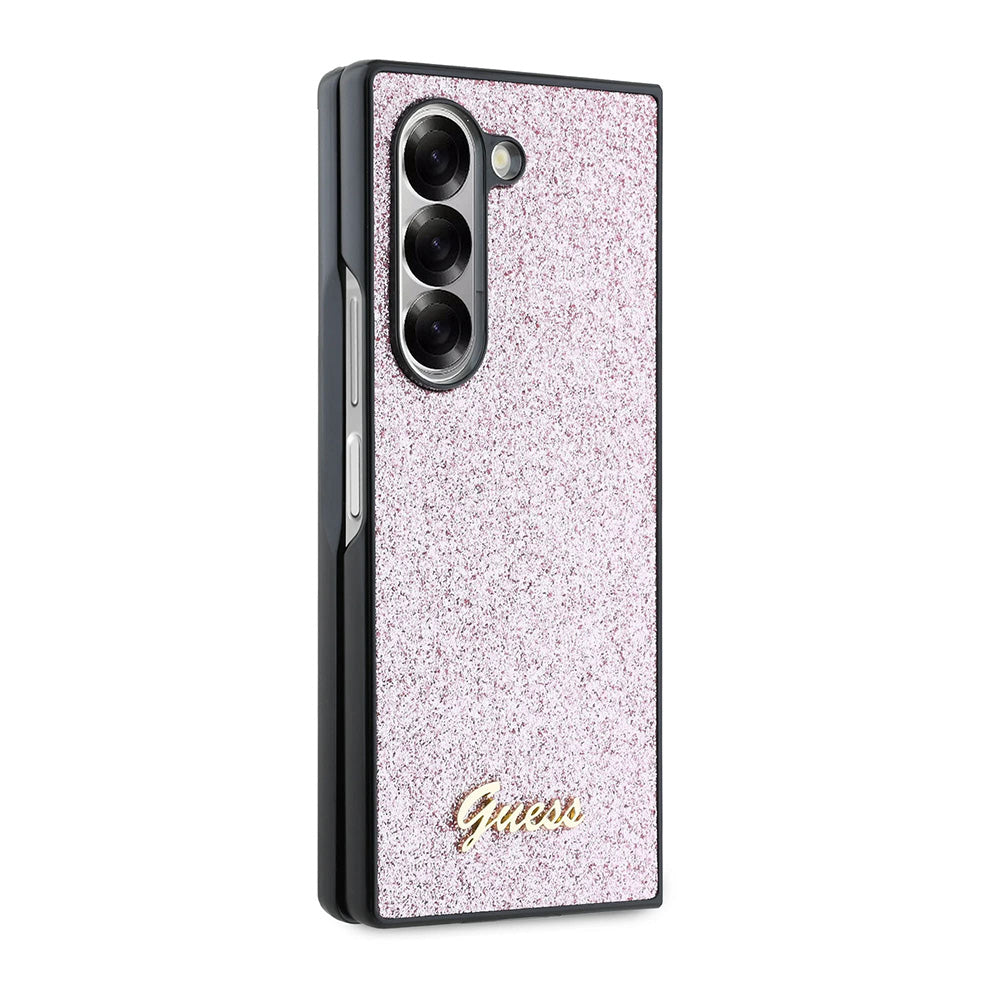 Husa pentru Samsung Galaxy Z Fold6 F956, Guess, Glitter Script, Roz