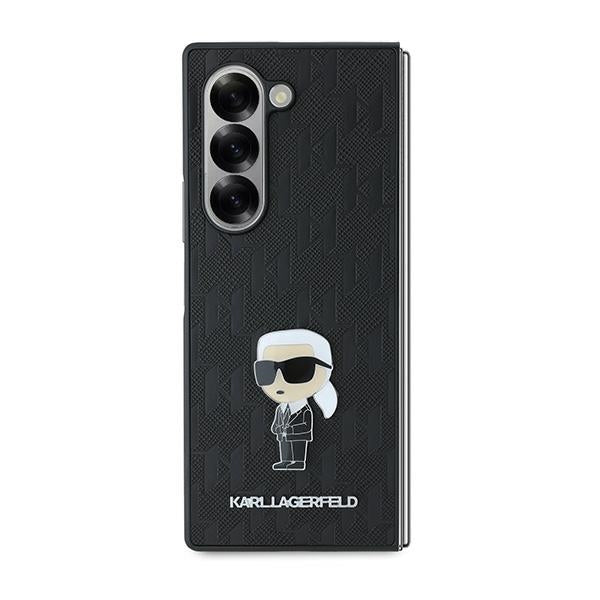Husa pentru Samsung Galaxy Z Fold6 F956, Karl Lagerfeld, Saffiano Monogram Ikonik, Neagra