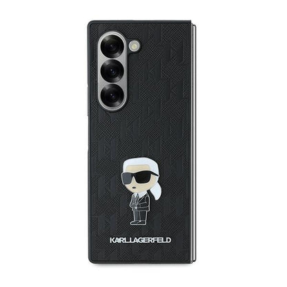 Husa pentru Samsung Galaxy Z Fold6 F956, Karl Lagerfeld, Saffiano Monogram Ikonik, Neagra