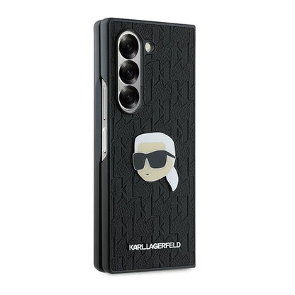 Husa pentru Samsung Galaxy Z Fold6 F956, Karl Lagerfeld, Saffiano Monogram Karl's Head Metal, Neagra