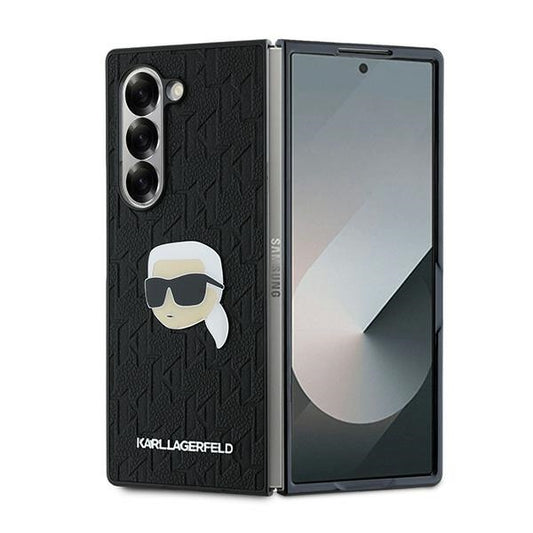 Husa pentru Samsung Galaxy Z Fold6 F956, Karl Lagerfeld, Saffiano Monogram Karl's Head Metal, Neagra