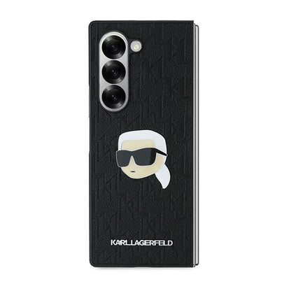 Husa pentru Samsung Galaxy Z Fold6 F956, Karl Lagerfeld, Saffiano Monogram Karl's Head Metal, Neagra