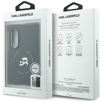 Husa pentru Samsung Galaxy Z Fold8 F971, Karl Lagerfeld, Karl & Choupette Head Pin, Neagra