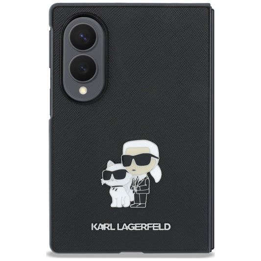 Husa pentru Samsung Galaxy Z Fold8 F971, Karl Lagerfeld, Saffiano Karl & Choupette Metal Pin, Neagra