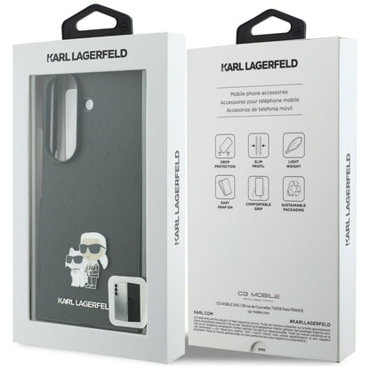 Husa pentru Samsung Galaxy Z Fold8 Ultra F976, Karl Lagerfeld, Saffiano Karl & Choupette Metal Pin, Neagra