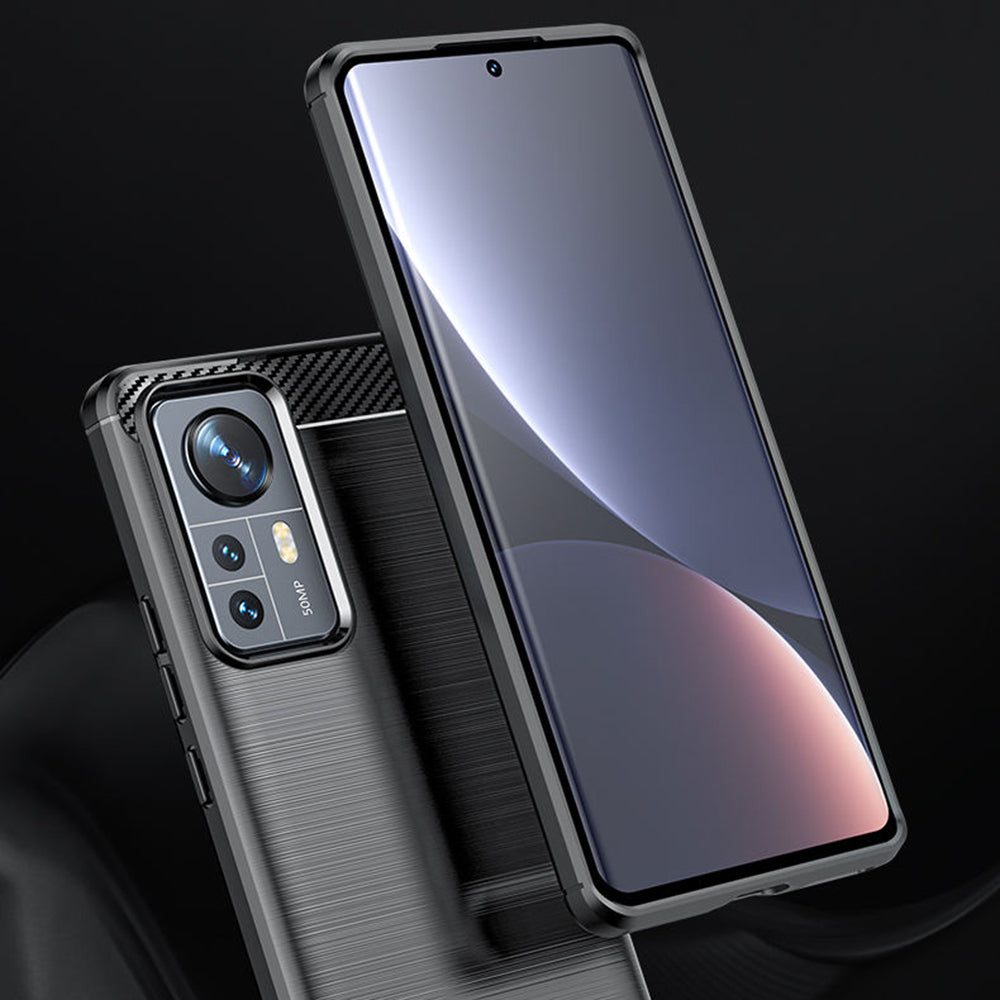 Husa pentru Xiaomi 12X / 12, Techsuit, Carbon, Neagra