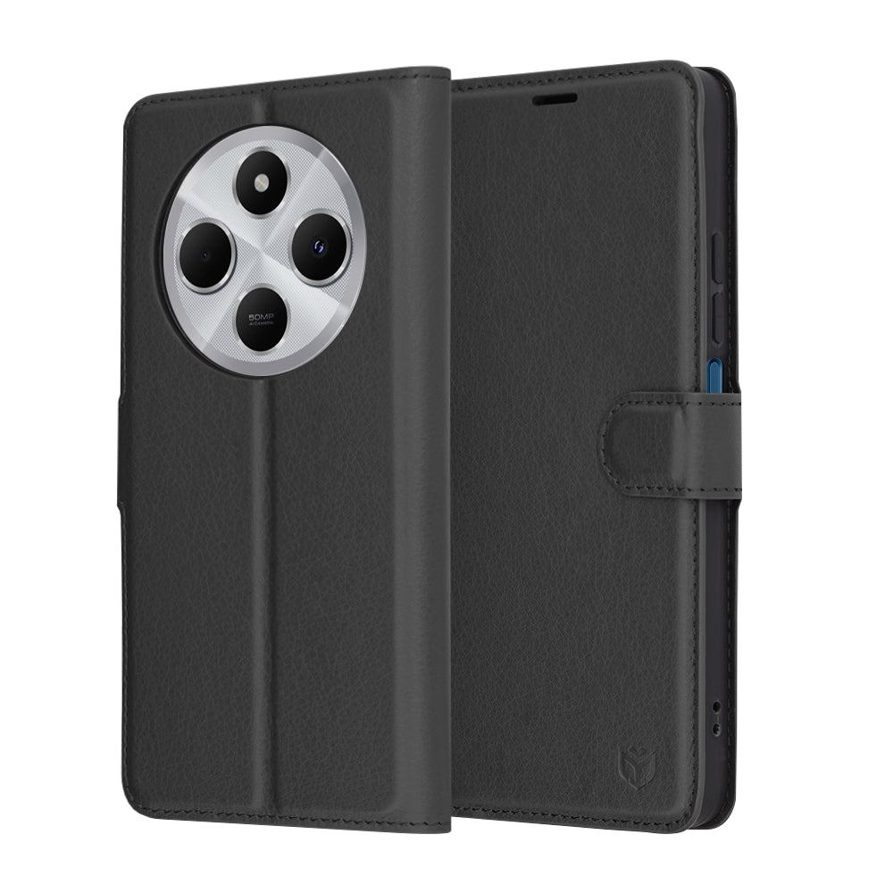 Husa pentru Xiaomi Poco C75 / Redmi 14C, Techsuit, Leather Folio, Neagra