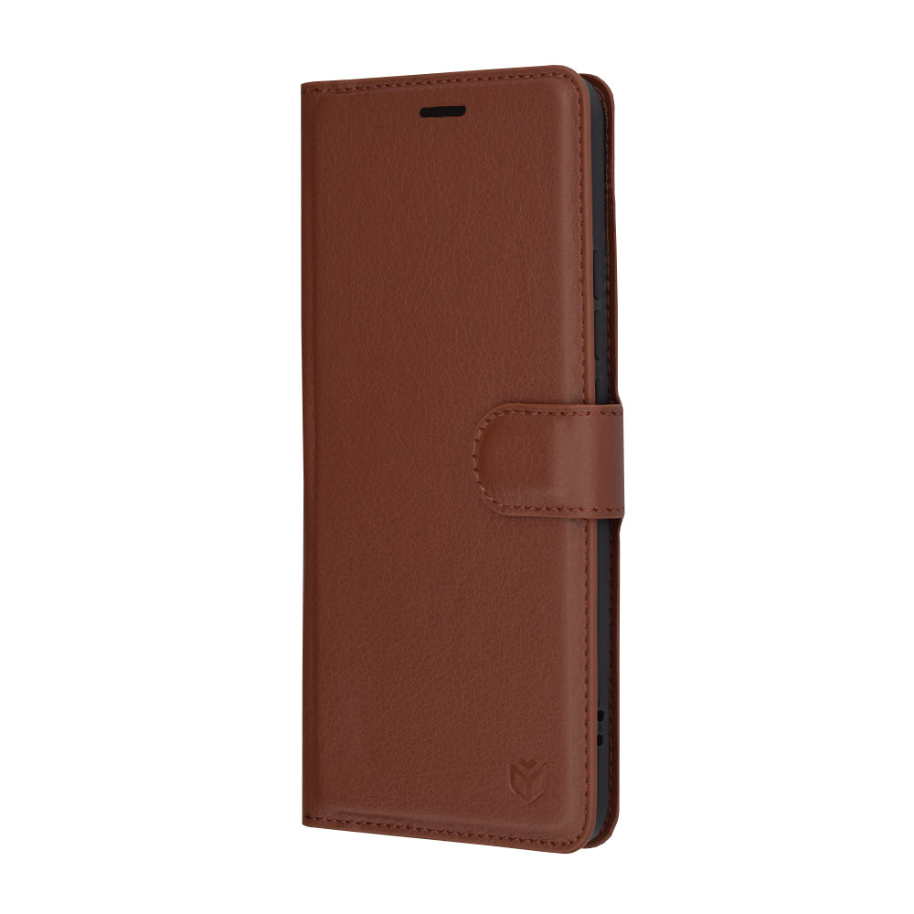 Husa pentru Xiaomi Poco F6 Pro, Techsuit, Leather Folio, Maro