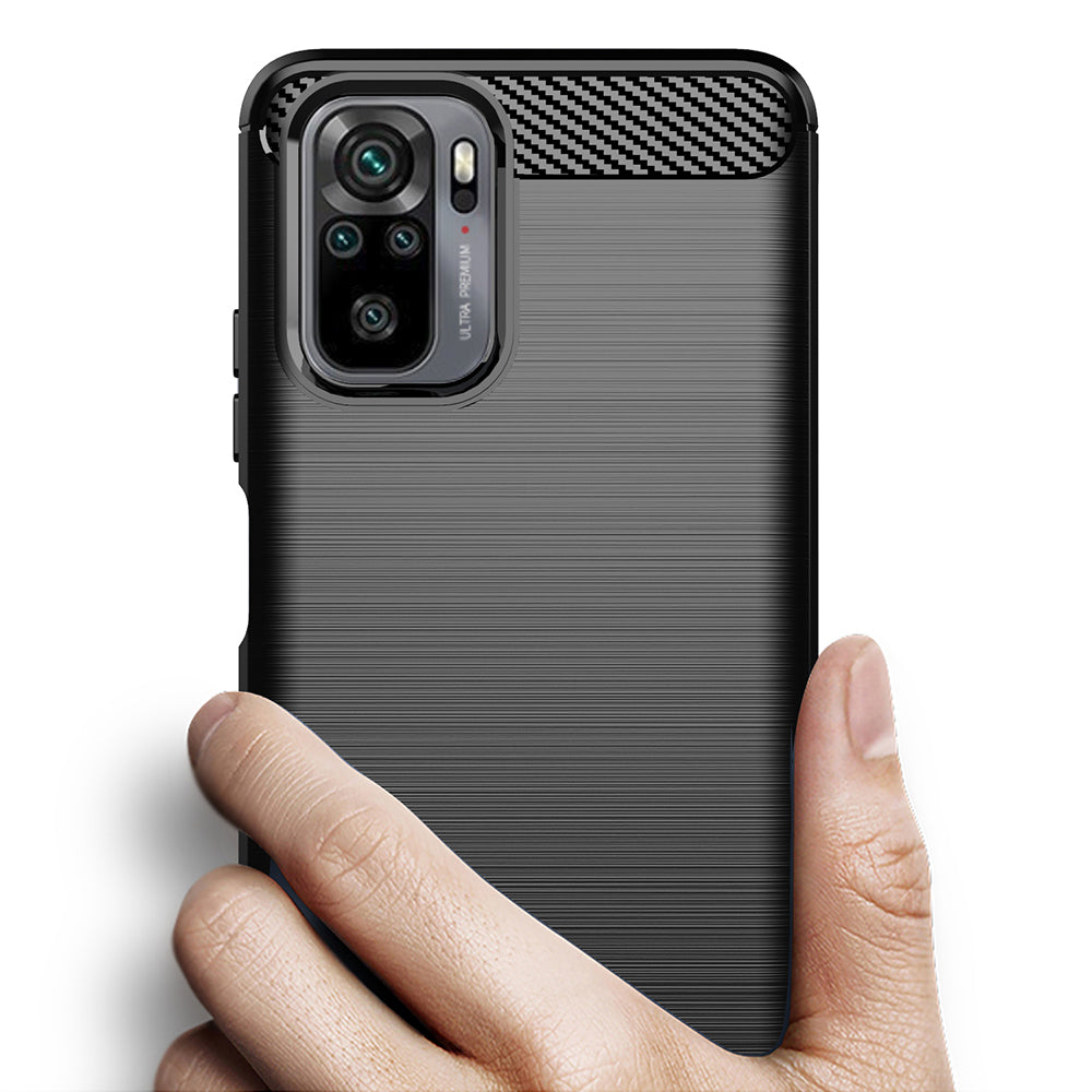 Husa pentru Xiaomi Poco M5s / Redmi Note 10S / Note 10, Techsuit, Carbon, Neagra