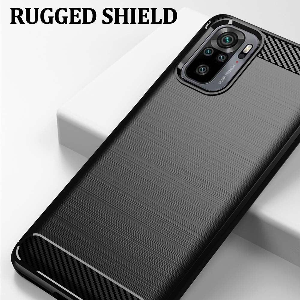 Husa pentru Xiaomi Poco M5s / Redmi Note 10S / Note 10, Techsuit, Carbon, Neagra