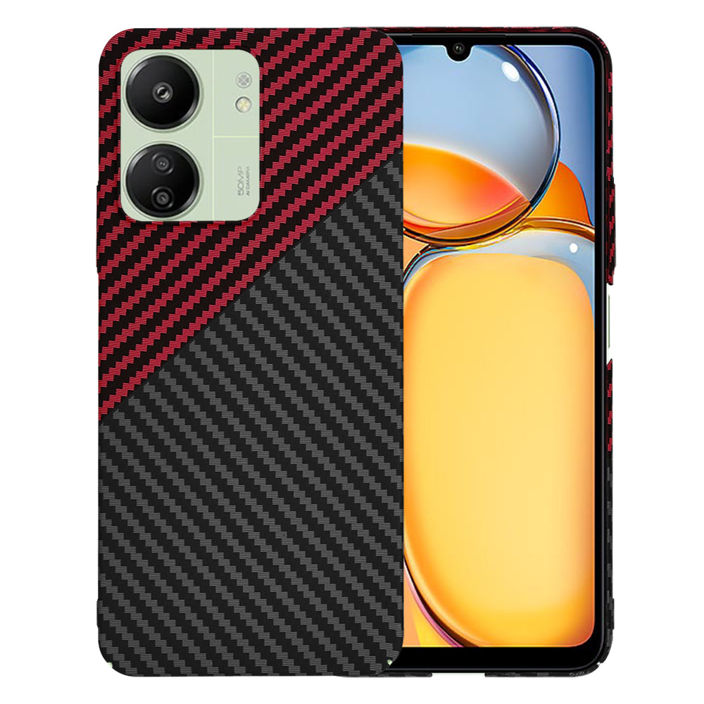 Husa pentru Xiaomi Redmi 13C 5G / 13C / Poco C65, Techsuit, Carbonite FiberShell, Neagra Rosie