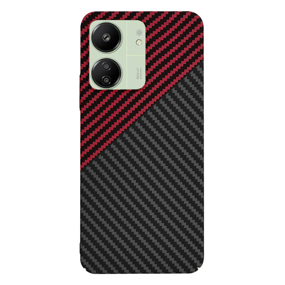 Husa pentru Xiaomi Redmi 13C 5G / 13C / Poco C65, Techsuit, Carbonite FiberShell, Neagra Rosie