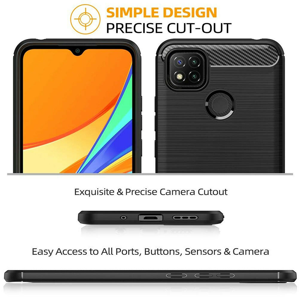 Husa pentru Xiaomi Redmi 9C NFC / 9C, Techsuit, Carbon, Neagra