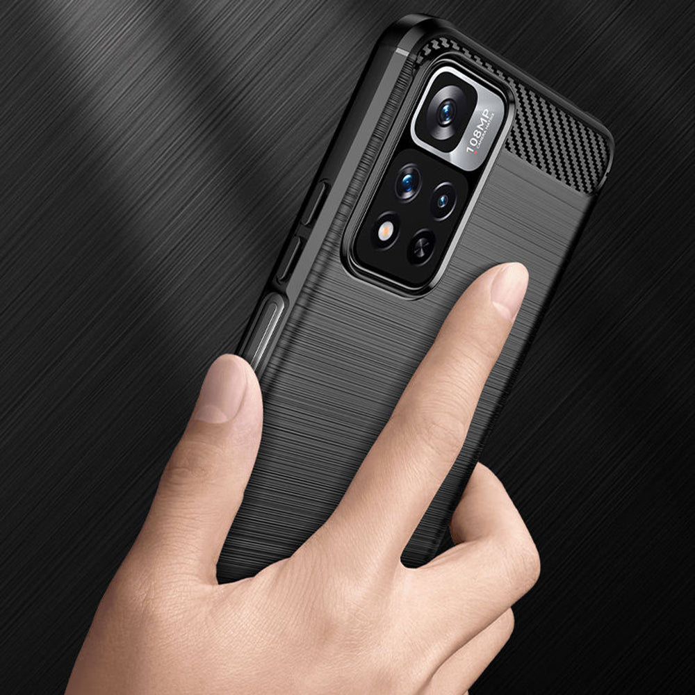 Husa pentru Xiaomi Redmi Note 11 Pro+ 5G, Techsuit, Carbon, Neagra
