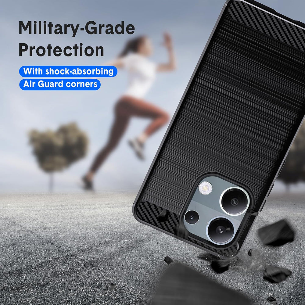 Husa pentru Xiaomi Redmi Note 13 Pro 4G / Poco M6 Pro 4G, Techsuit, Carbon, Neagra