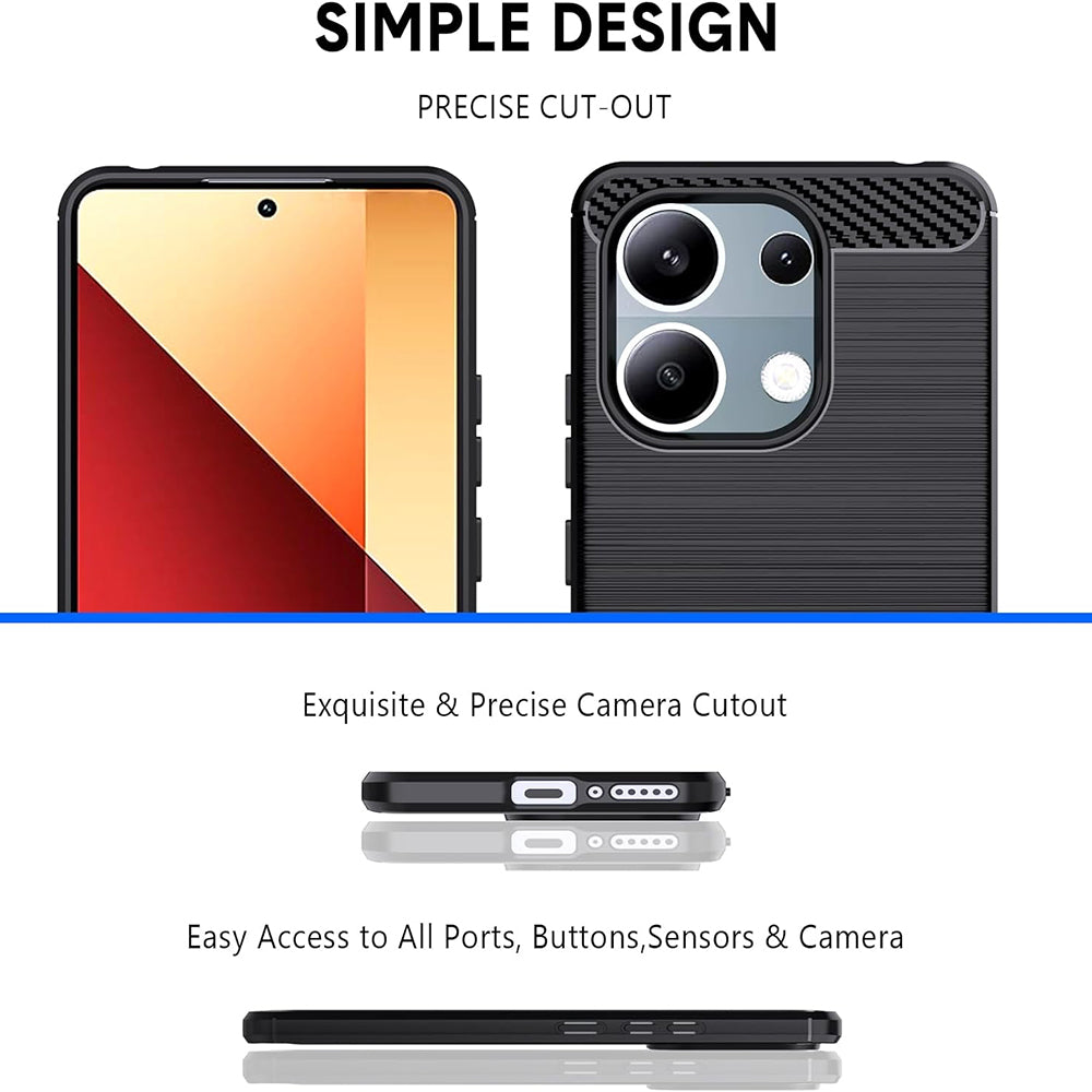 Husa pentru Xiaomi Redmi Note 13 Pro 4G / Poco M6 Pro 4G, Techsuit, Carbon, Neagra