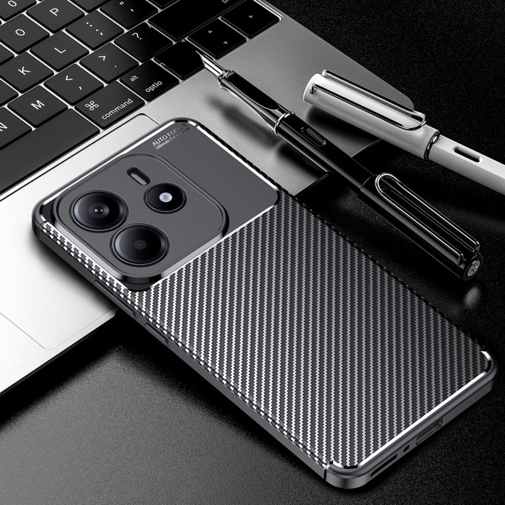 Husa pentru Xiaomi Redmi Note 14 4G (Regional), Techsuit, CarbonFiber, Neagra