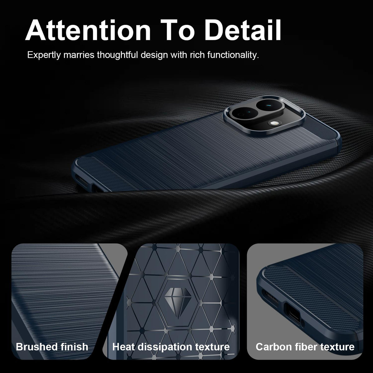 Husa pentru Xiaomi Redmi Note 17 Pro, Techsuit, Carbon, Albastra