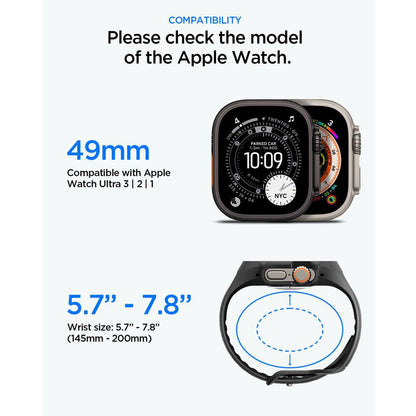 Husa Spigen Liquid Air Pro with Screen Protector pentru Apple Watch Ultra Series, Neagra Mata ACS11416