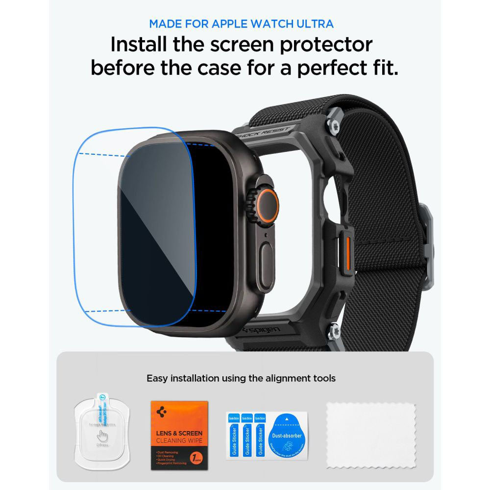 Husa Spigen Lite Fit Pro with Screen Protector pentru Apple Watch Ultra Series, Neagra Mata ACS11415