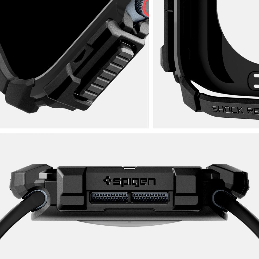 Husa Spigen Rugged Armor pentru Apple Watch Series 10 / 11 42mm, Neagra ACS08585