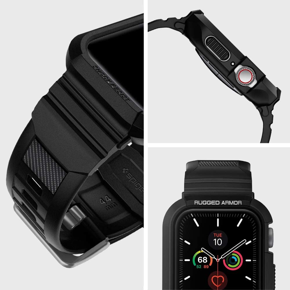 Husa Spigen Rugged Armor Pro pentru Apple Watch 44mm Series, Neagra 062CS25324