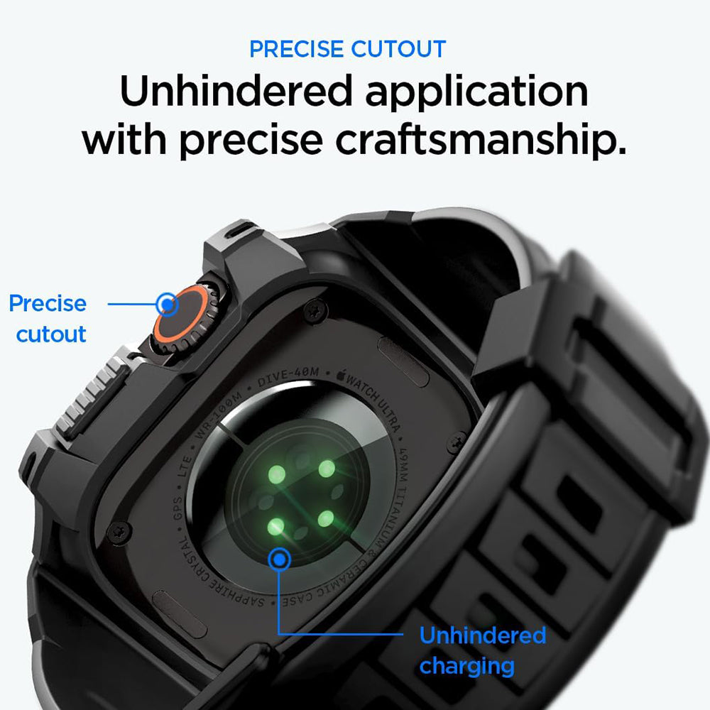 Husa Spigen Rugged Armor Pro with Screen Protector pentru Apple Watch Ultra Series, Neagra ACS12053