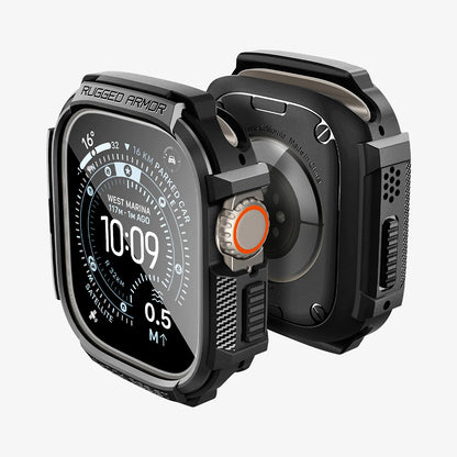 Husa Spigen Rugged Armor with Screen Protector pentru Apple Watch Ultra Series, Neagra ACS11414