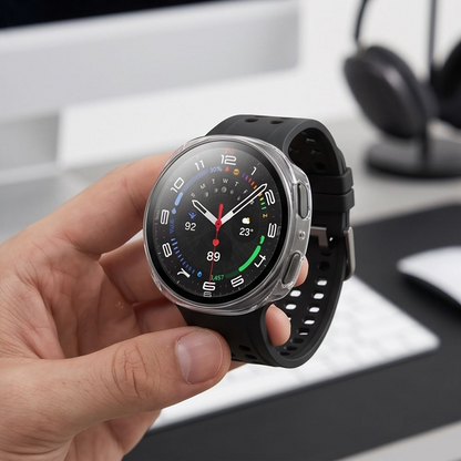 Husa Tech-Protect Defense pentru Samsung Galaxy Watch 9 / Watch8 44mm, Set 2 bucati, Neagra / Transparenta